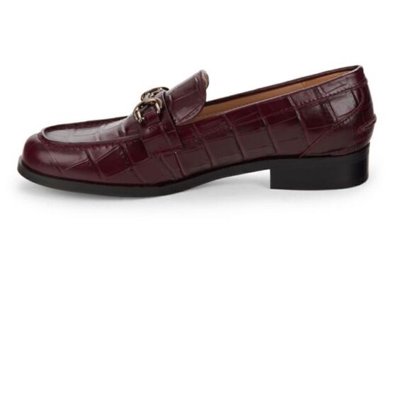 STUART WEITZMAN- Owen Croc-Embossed Leather Bit Loafers- Black&Gold - Picture 3 of 7